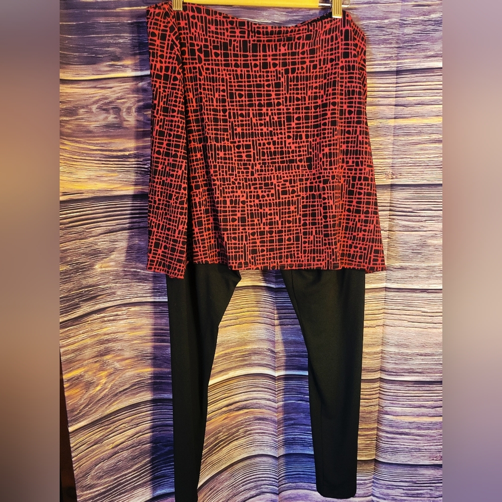 NEW FH Clothing Co Red And Black Geometric Pattern Spantaloons